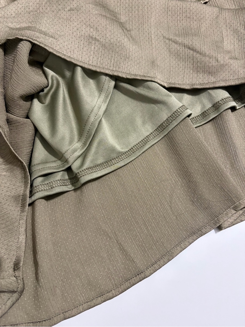Altar’s State Tiered Ruffle Dress Long Sleeves Olive Green V-Neck Size Medium - Picture 8 of 12
